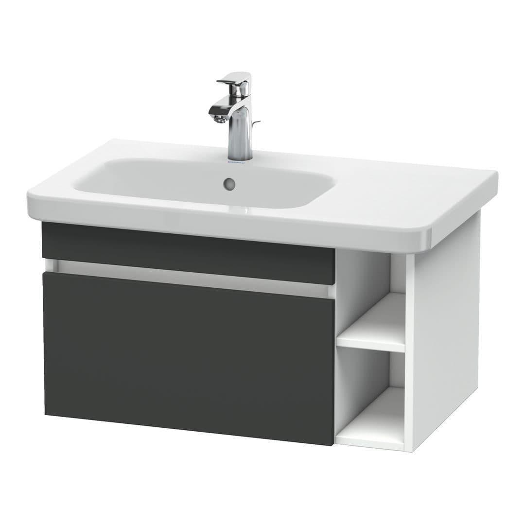 Duravit DuraStyle – Έπιπλο Νιπτήρα – 730 mm, 1 συρτάρι, νιπτήρας αριστερά, σώμα White Matt – Graphite Matt, Decor (DS639404918)