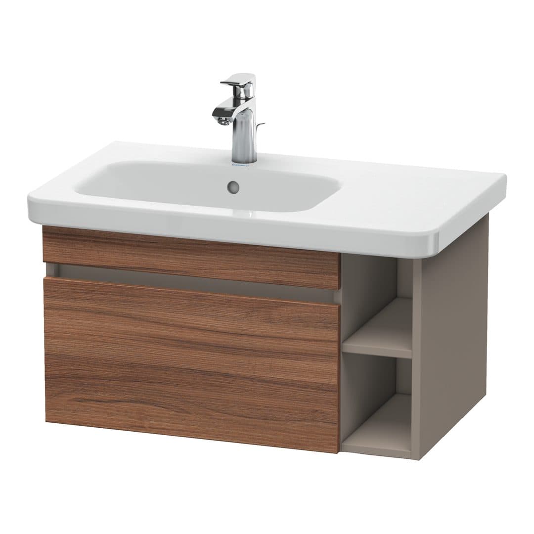 Duravit DuraStyle – Έπιπλο Νιπτήρα – 730 mm, 1 συρτάρι, νιπτήρας αριστερά, σώμα Basalte Matt – Walnut Matt, Decor (DS639407943)