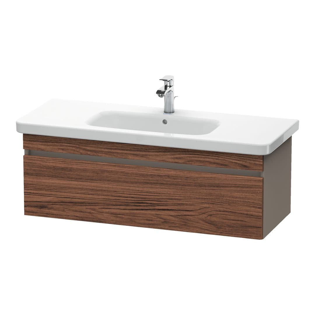 Duravit DuraStyle – Έπιπλο Νιπτήρα – 1130 mm, 1 συρτάρι, νιπτήρας κέντρο, σώμα Basalte Matt – Walnut dark Matt, Decor (DS639502143)