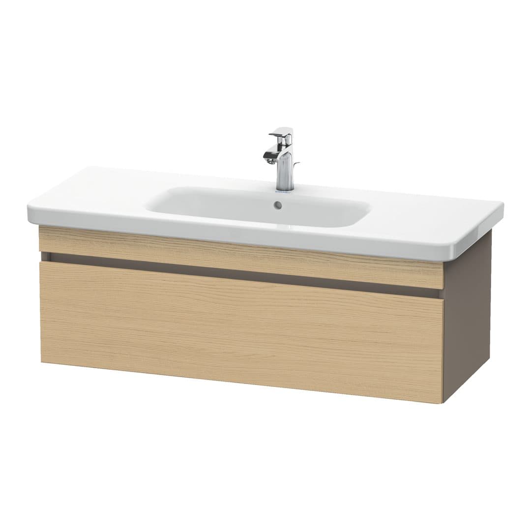 Duravit DuraStyle – Έπιπλο Νιπτήρα – 1130 mm, 1 συρτάρι, νιπτήρας κέντρο, σώμα Basalte Matt – Natural oak, Decor (DS639503043)