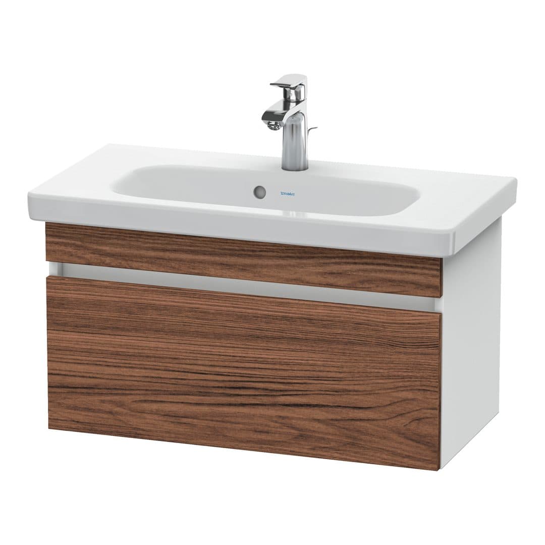 Duravit DuraStyle – Έπιπλο Νιπτήρα – 730 mm, 1 συρτάρι, νιπτήρας κέντρο, σώμα White Matt, Compact – Walnut dark Matt, Decor (DS639902118)