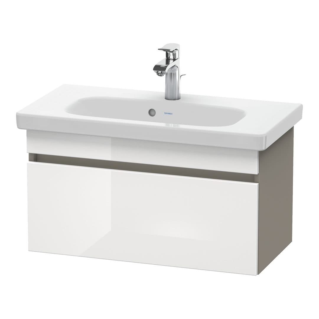 Duravit DuraStyle – Έπιπλο Νιπτήρα – 730 mm, 1 συρτάρι, νιπτήρας κέντρο, σώμα Basalte Matt, Compact – White High Gloss, Decor (DS639902243)
