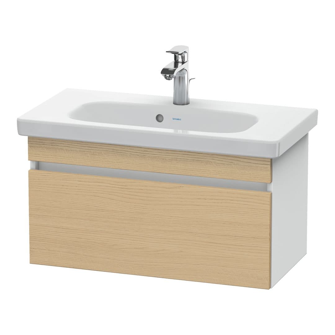 Duravit DuraStyle – Έπιπλο Νιπτήρα – 730 mm, 1 συρτάρι, νιπτήρας κέντρο, σώμα White Matt, Compact – Natural oak, Decor (DS639903018)