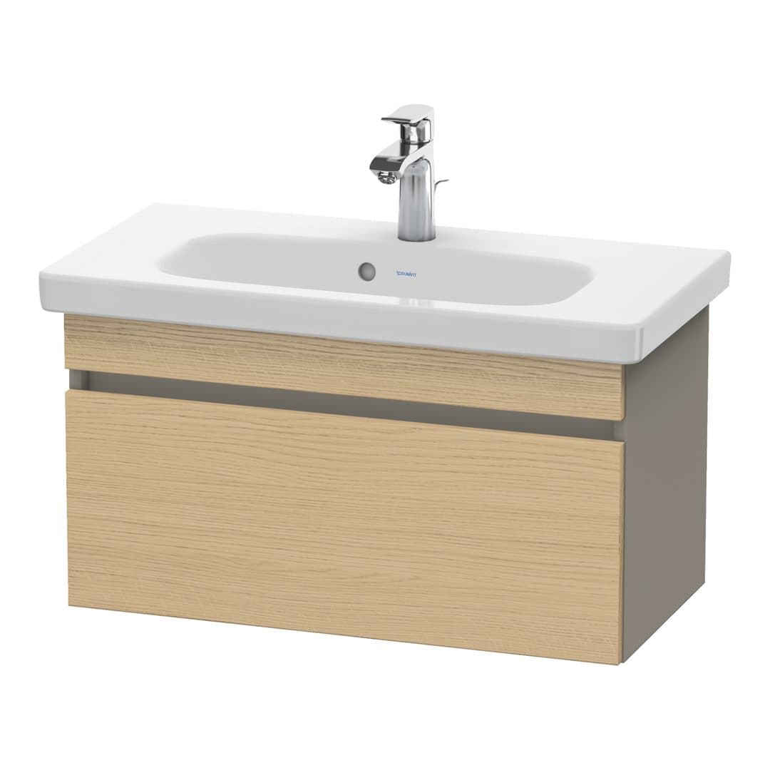Duravit DuraStyle – Έπιπλο Νιπτήρα – 730 mm, 1 συρτάρι, νιπτήρας κέντρο, σώμα Basalte Matt, Compact – Natural oak, Decor (DS639903043)