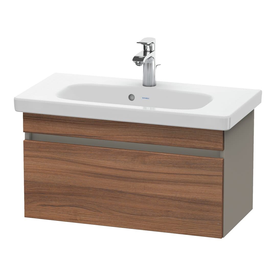 Duravit DuraStyle – Έπιπλο Νιπτήρα – 730 mm, 1 συρτάρι, νιπτήρας κέντρο, σώμα Basalte Matt, Compact – Walnut Matt, Decor (DS639907943)