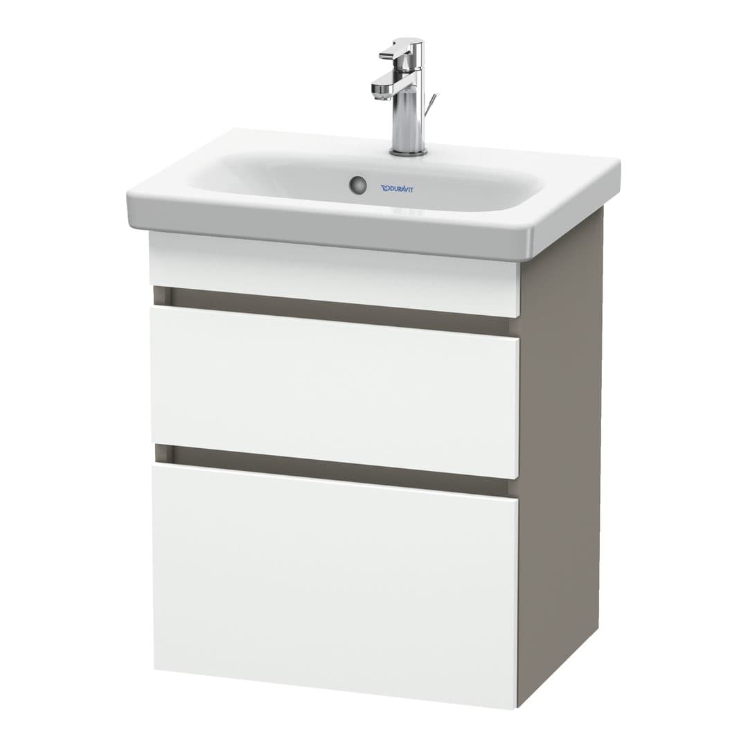 Duravit DuraStyle – Έπιπλο Νιπτήρα – 500 mm, 2 συρτάρια, νιπτήρας κέντρο, σώμα Basalte Matt, Compact – White Matt, Decor (DS640301843)