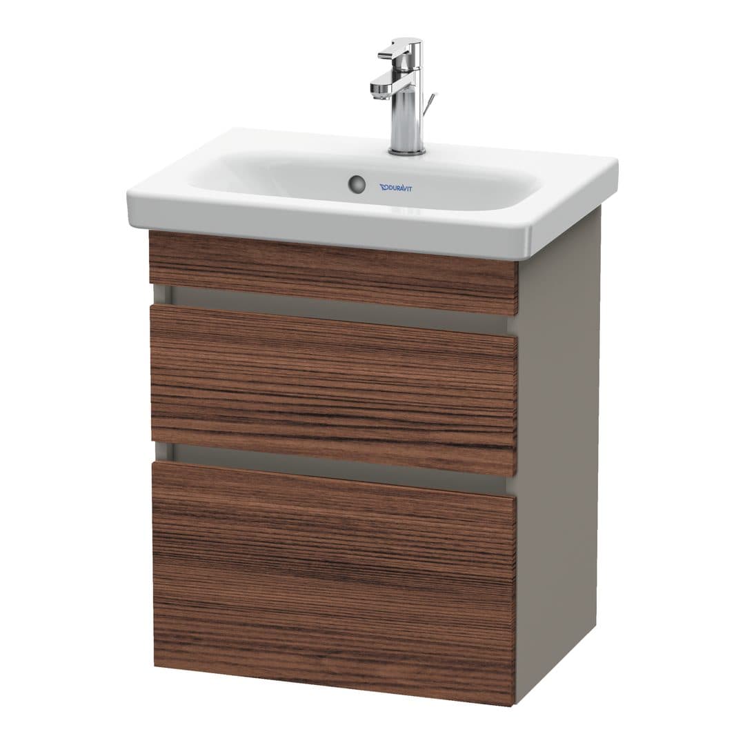 Duravit DuraStyle – Έπιπλο Νιπτήρα – 500 mm, 2 συρτάρια, νιπτήρας κέντρο, σώμα Basalte Matt, Compact – Walnut dark Matt, Decor (DS640302143)