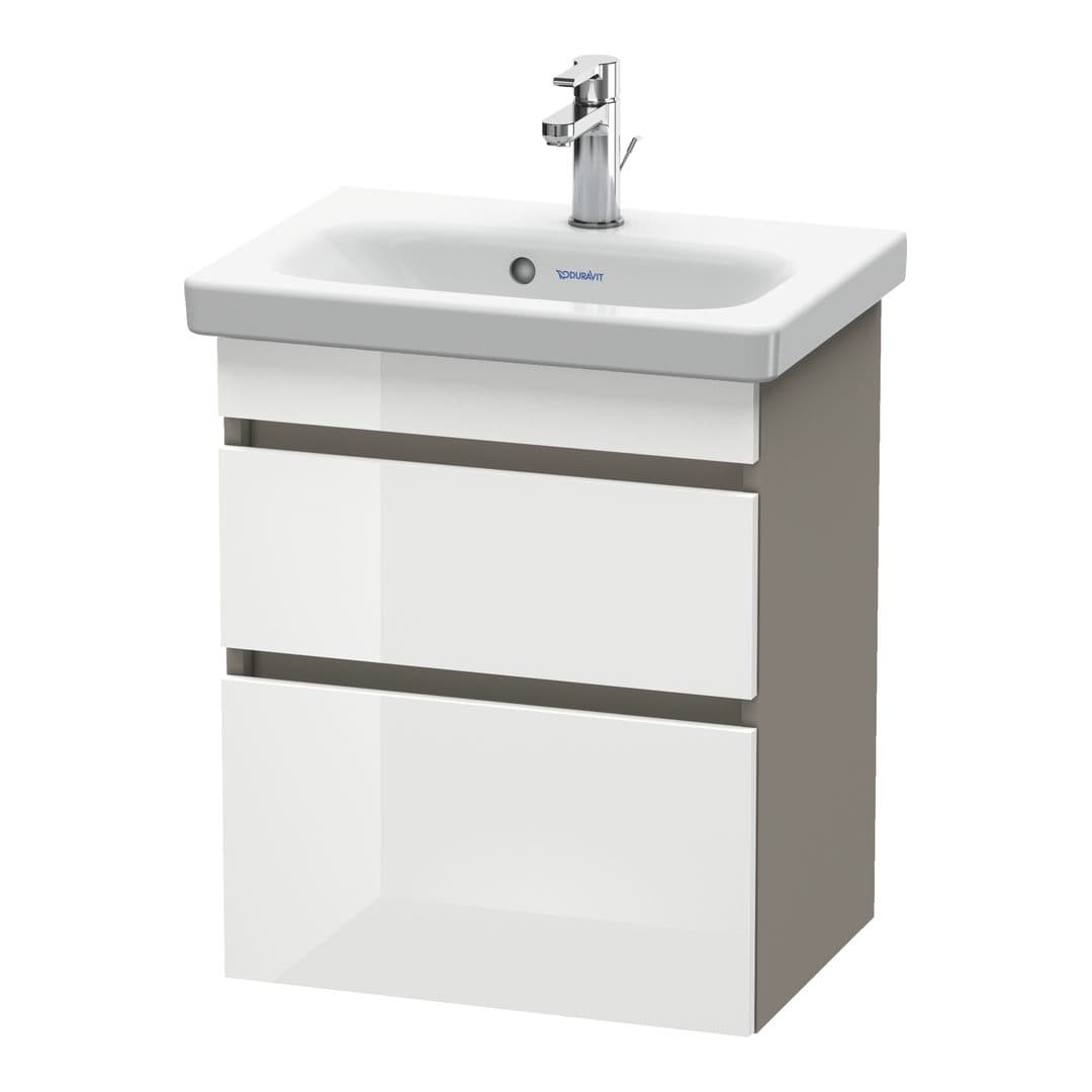 Duravit DuraStyle – Έπιπλο Νιπτήρα – 500 mm, 2 συρτάρια, νιπτήρας κέντρο, σώμα Basalte Matt, Compact – White High Gloss, Decor (DS640302243)