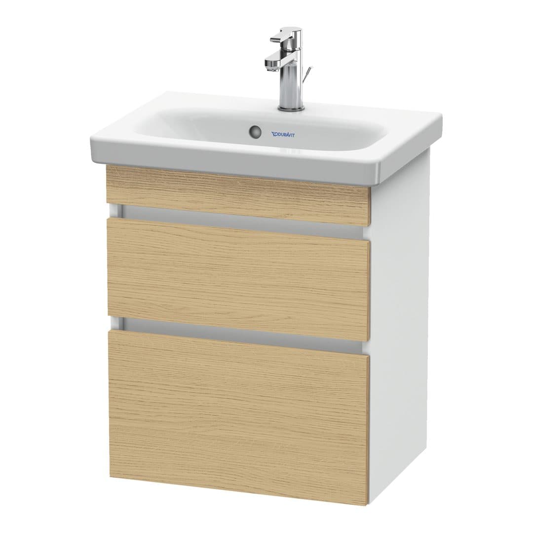 Duravit DuraStyle – Έπιπλο Νιπτήρα – 500 mm, 2 συρτάρια, νιπτήρας κέντρο, σώμα White Matt, Compact – Natural oak, Decor (DS640303018)