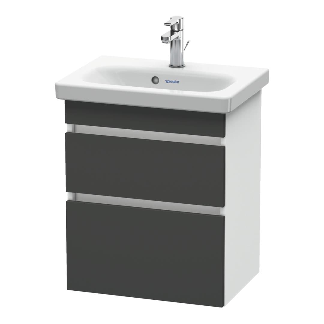 Duravit DuraStyle – Έπιπλο Νιπτήρα – 500 mm, 2 συρτάρια, νιπτήρας κέντρο, σώμα White Matt, Compact – Graphite Matt, Decor (DS640304918)