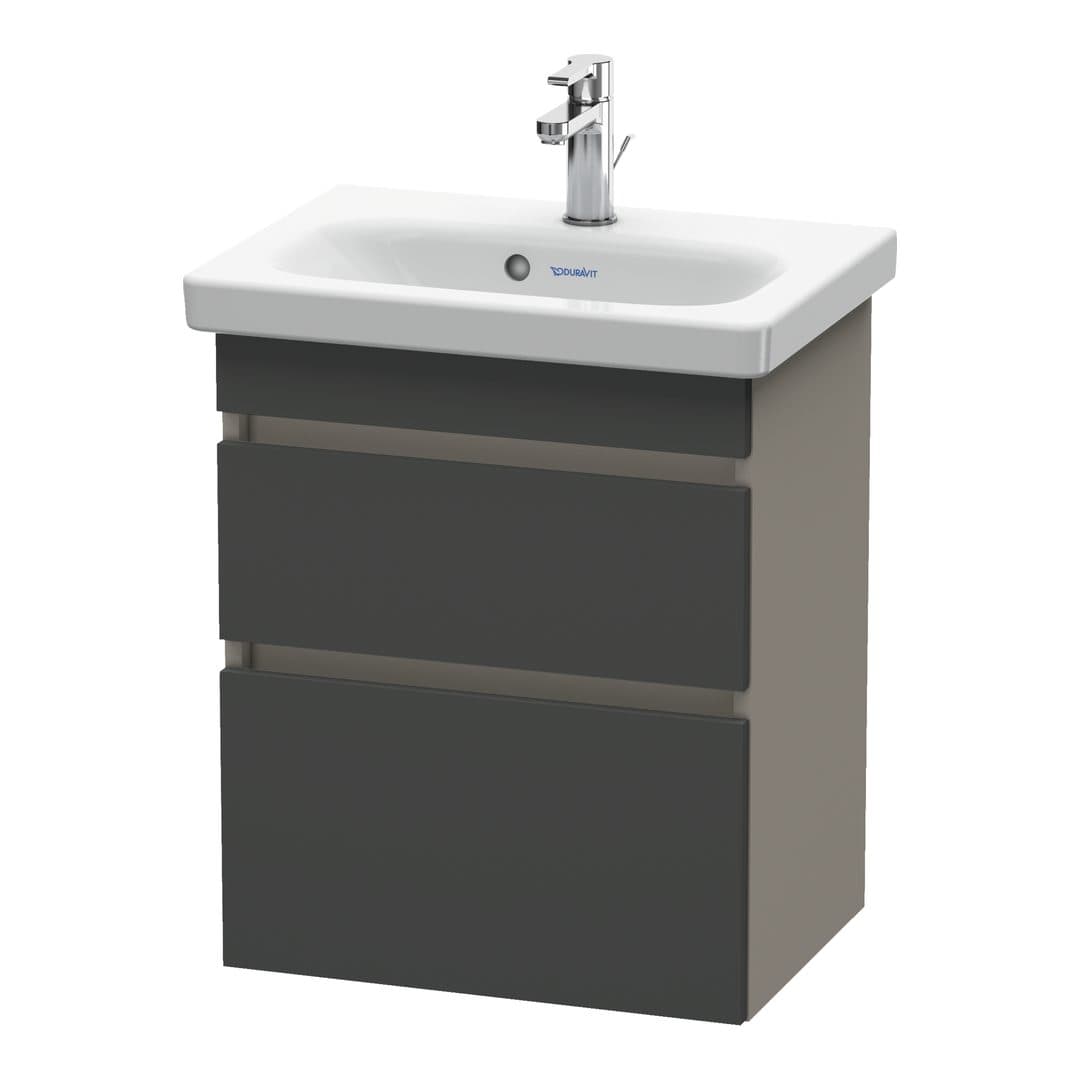 Duravit DuraStyle – Έπιπλο Νιπτήρα – 500 mm, 2 συρτάρια, νιπτήρας κέντρο, σώμα Basalte Matt, Compact – Graphite Matt, Decor (DS640304943)