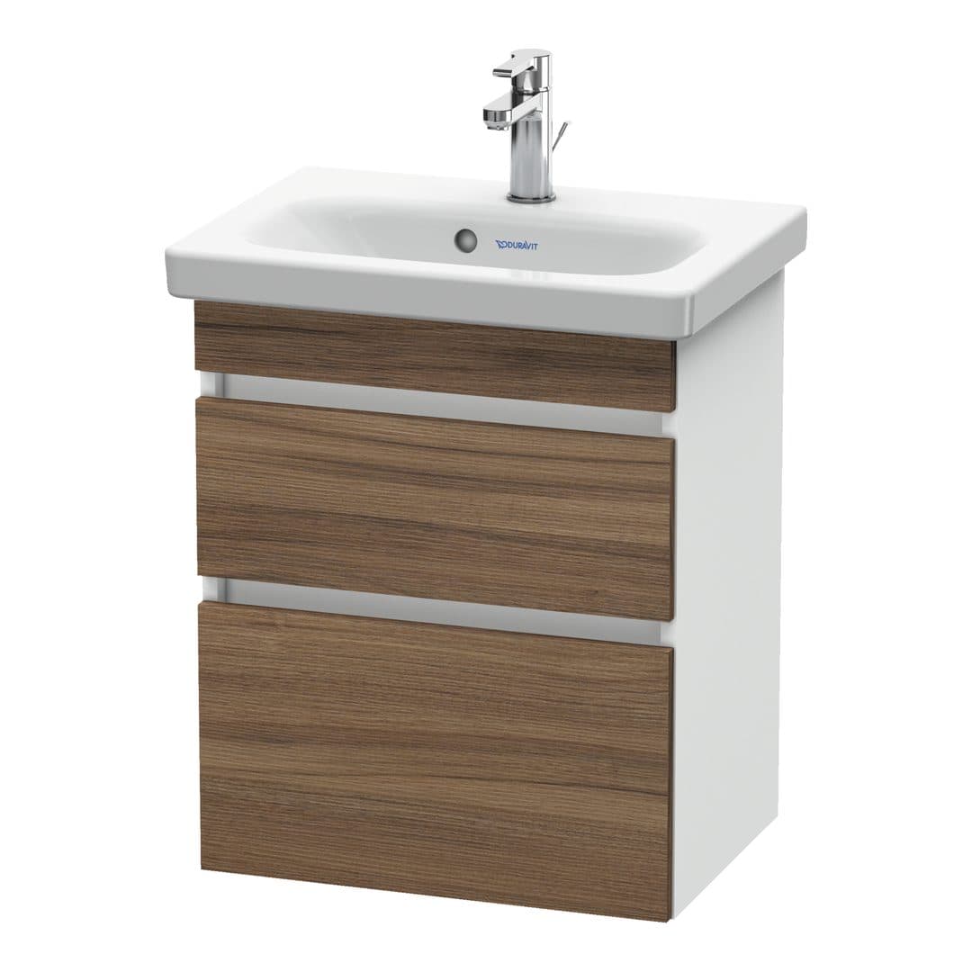 Duravit DuraStyle – Έπιπλο Νιπτήρα – 500 mm, 2 συρτάρια, νιπτήρας κέντρο, σώμα White Matt, Compact – Walnut Matt, Decor (DS640307918)