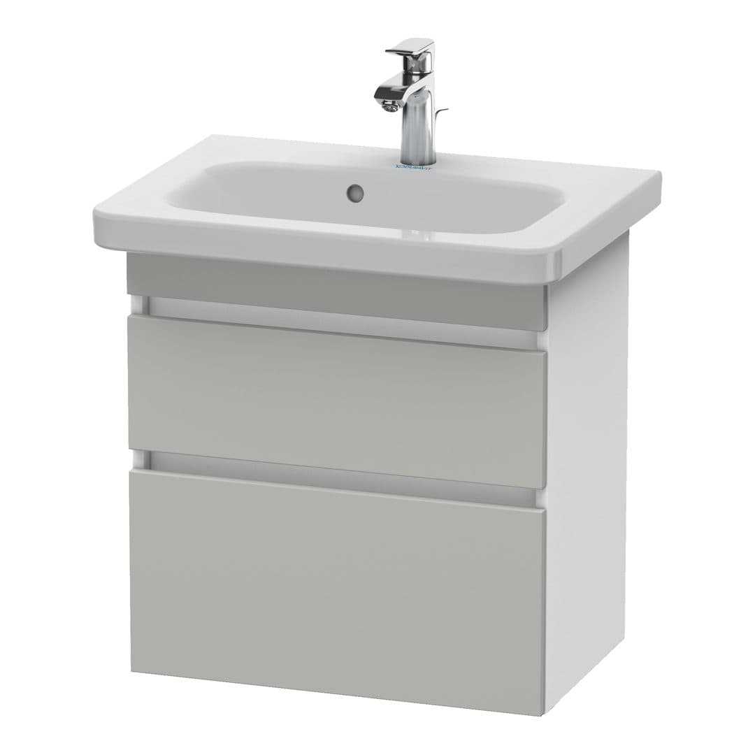 Duravit DuraStyle – Έπιπλο Νιπτήρα – 580 mm, 2 συρτάρια, νιπτήρας κέντρο, σώμα White Matt, Compact – Concrete grey Matt, Decor (DS647900718)