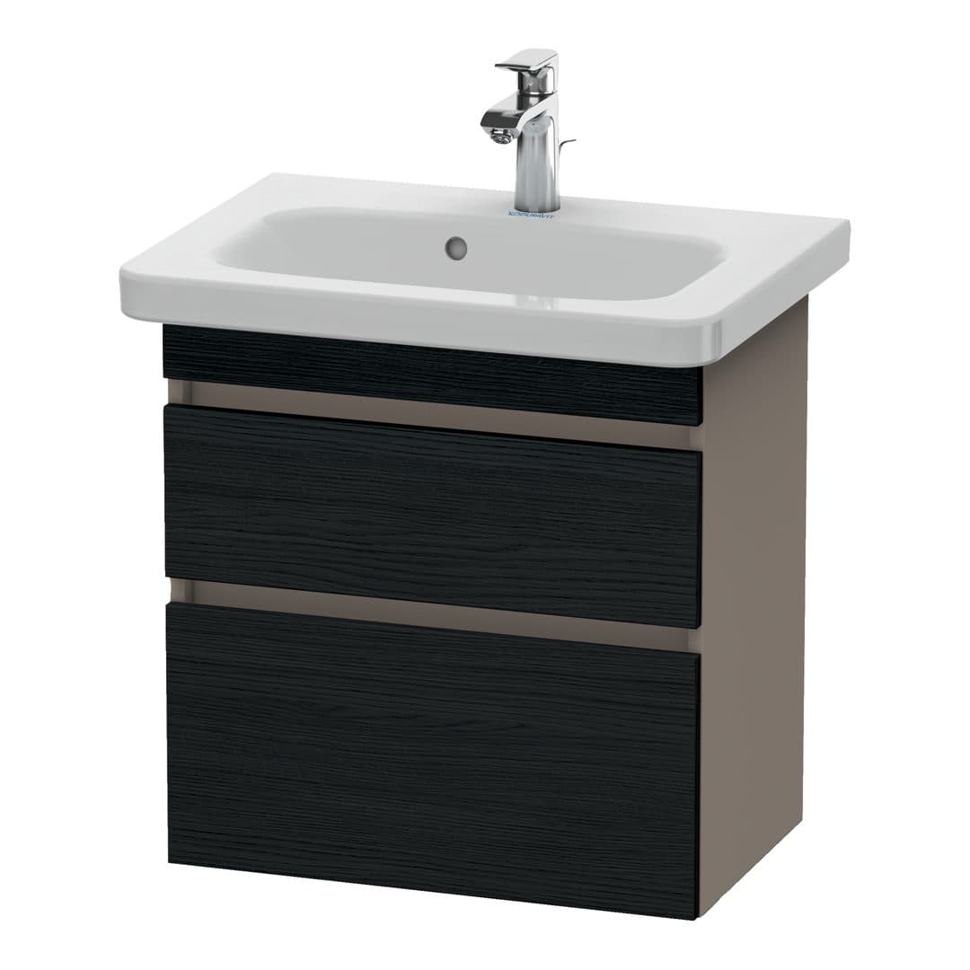 Duravit DuraStyle – Έπιπλο Νιπτήρα – 580 mm, 2 συρτάρια, νιπτήρας κέντρο, σώμα Basalte Matt, Compact – Black oak Matt, Decor (DS647901643)