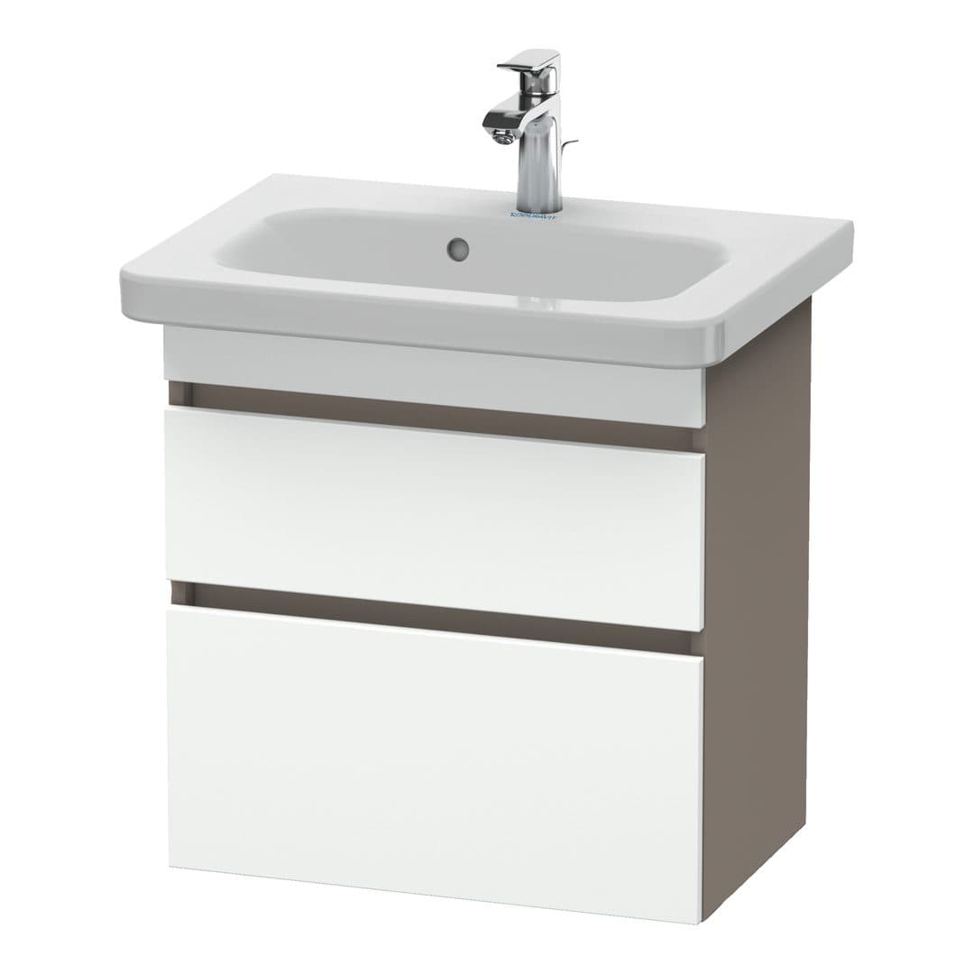 Duravit DuraStyle – Έπιπλο Νιπτήρα – 580 mm, 2 συρτάρια, νιπτήρας κέντρο, σώμα Basalte Matt, Compact – White Matt, Decor (DS647901843)