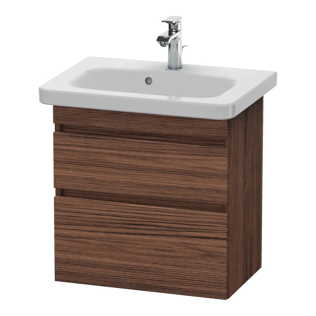 Duravit DuraStyle – Έπιπλο Νιπτήρα – 580 mm, 2 συρτάρια, νιπτήρας κέντρο, Compact – Walnut dark Matt, Decor (DS647902121)