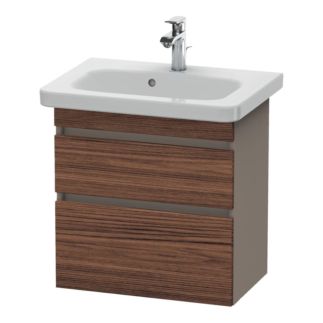 Duravit DuraStyle – Έπιπλο Νιπτήρα – 580 mm, 2 συρτάρια, νιπτήρας κέντρο, σώμα Basalte Matt, Compact – Walnut dark Matt, Decor (DS647902143)