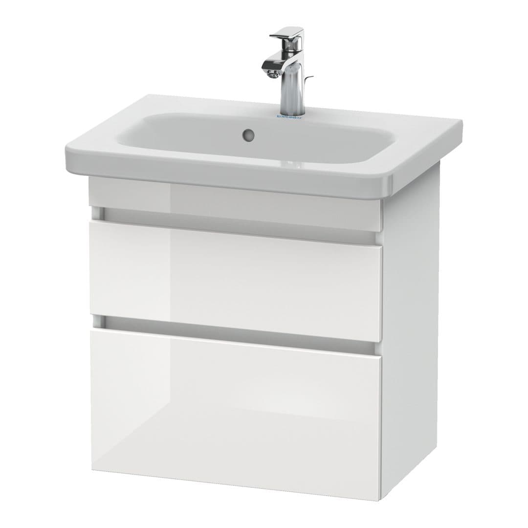 Duravit DuraStyle – Έπιπλο Νιπτήρα – 580 mm, 2 συρτάρια, νιπτήρας κέντρο, Compact, White Matt – White High Gloss, Decor (DS647902218)