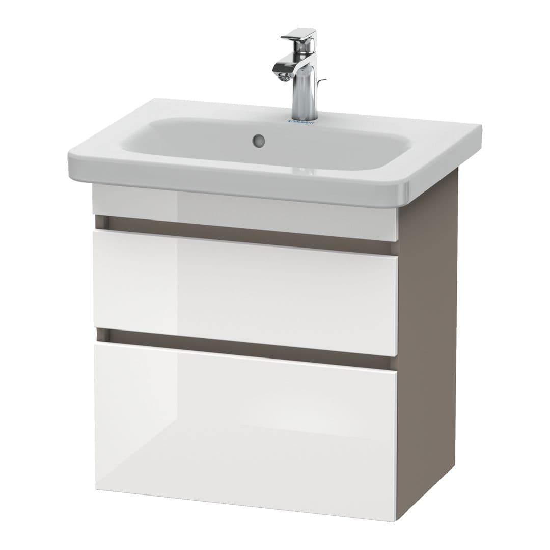 Duravit DuraStyle – Έπιπλο Νιπτήρα – 580 mm, 2 συρτάρια, νιπτήρας κέντρο, σώμα Basalte Matt, Compact – White High Gloss, Decor (DS647902243)
