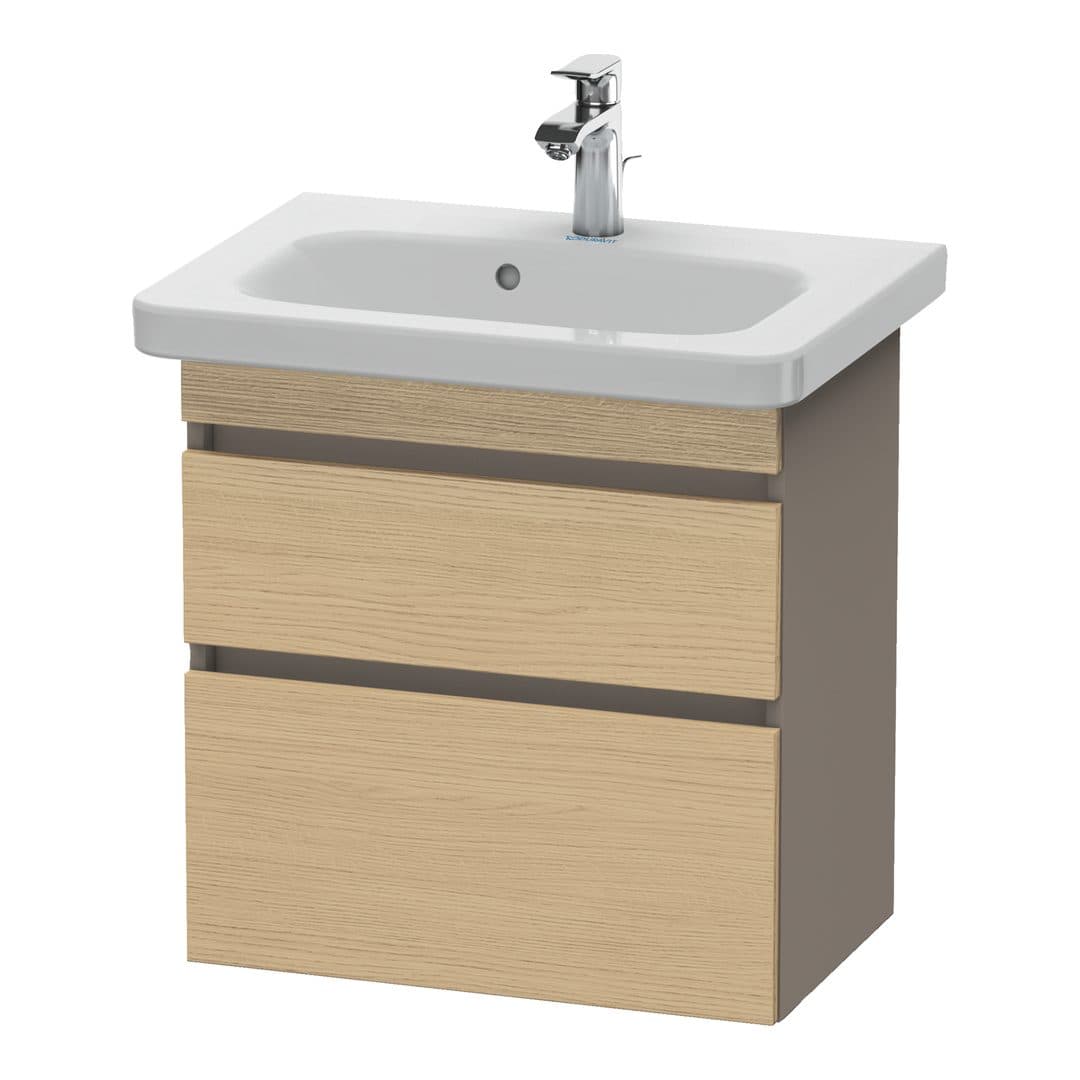 Duravit DuraStyle – Έπιπλο Νιπτήρα – 580 mm, 2 συρτάρια, νιπτήρας κέντρο, σώμα Basalte Matt, Compact – Natural oak, Decor (DS647903043)