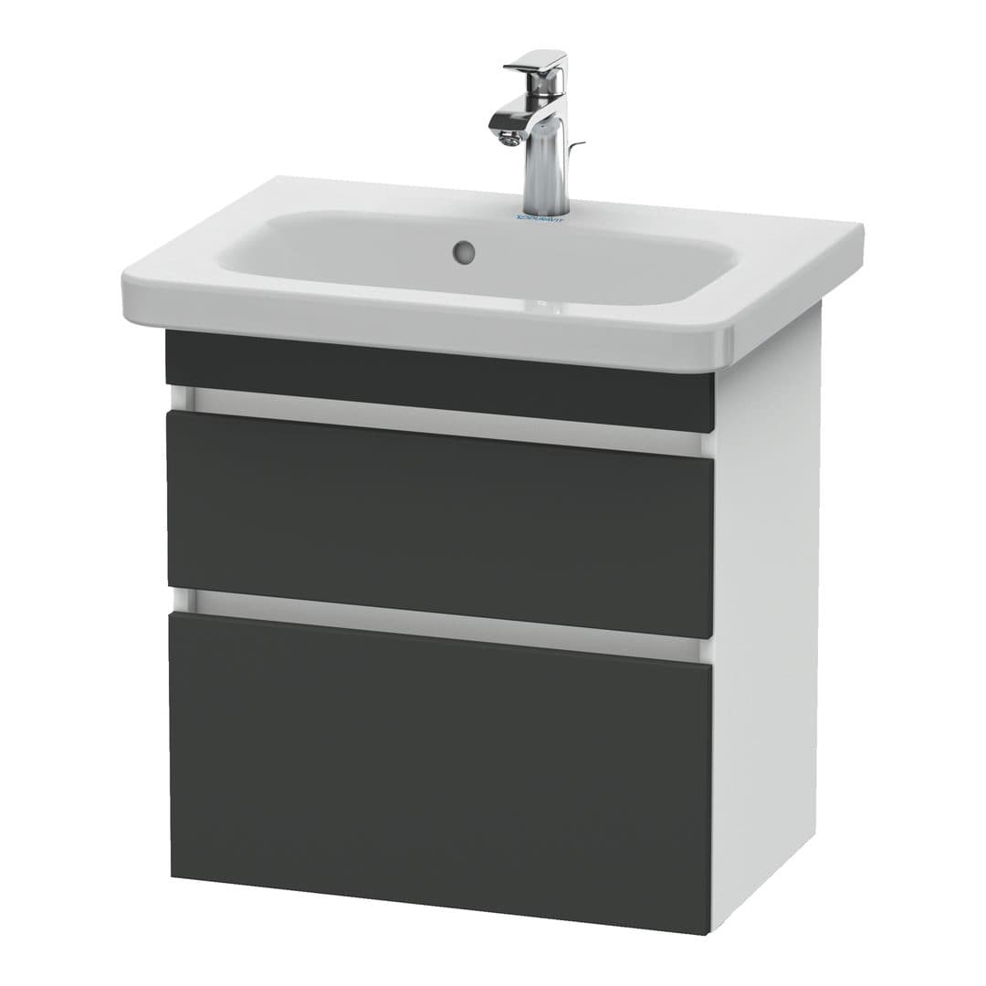 Duravit DuraStyle – Έπιπλο Νιπτήρα – 580 mm, 2 συρτάρια, νιπτήρας κέντρο, σώμα White Matt, Compact – Graphite Matt, Decor (DS647904918)