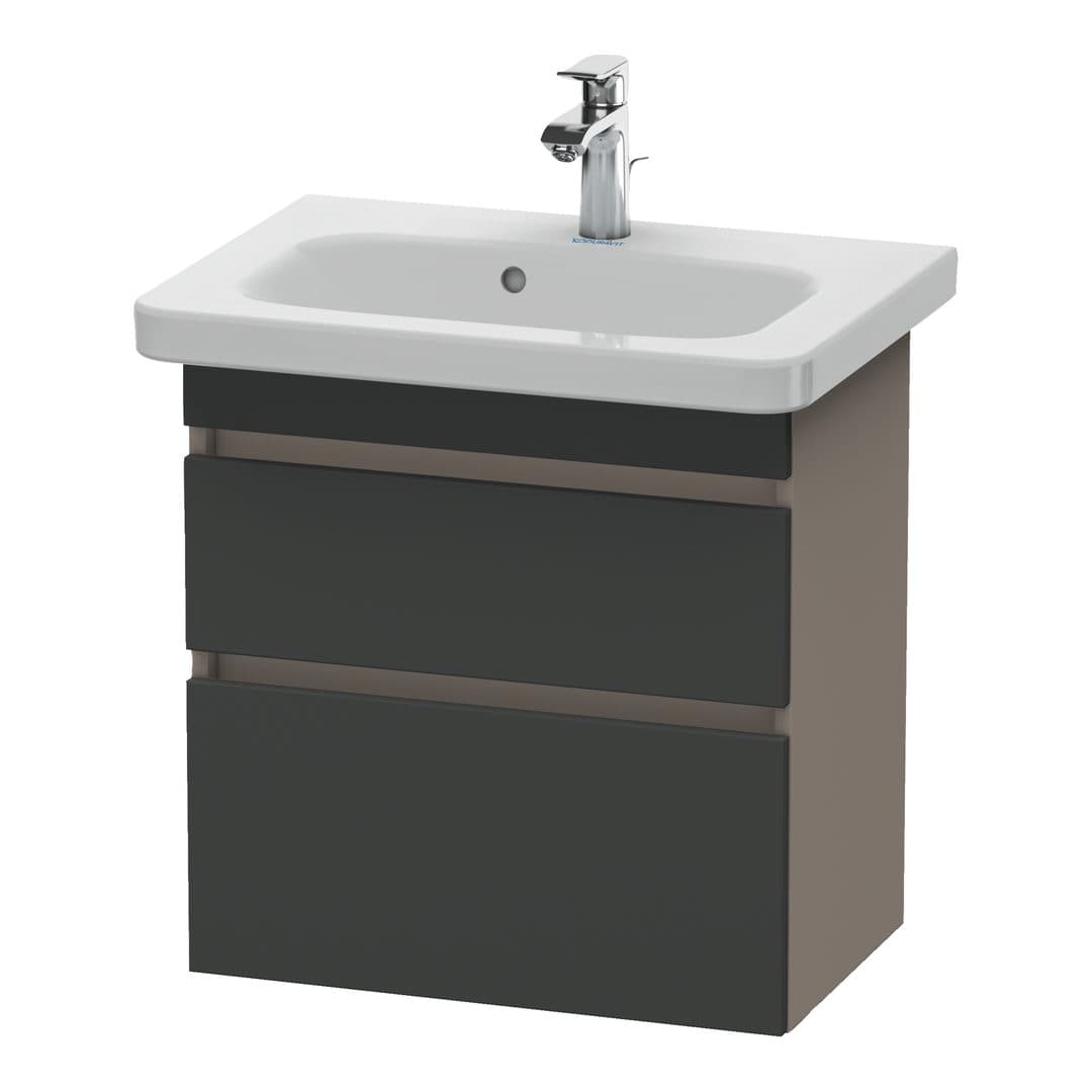 Duravit DuraStyle – Έπιπλο Νιπτήρα – 580 mm, 2 συρτάρια, νιπτήρας κέντρο, σώμα Basalte Matt, Compact – Graphite Matt, Decor (DS647904943)