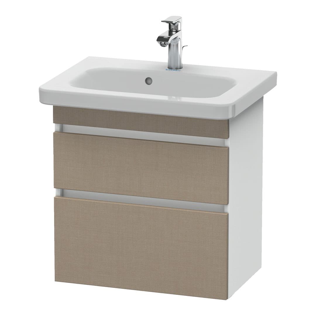 Duravit DuraStyle – Έπιπλο Νιπτήρα – 580 mm, 2 συρτάρια, νιπτήρας κέντρο, σώμα White Matt, Compact – Linen Matt, Decor (DS647907518)