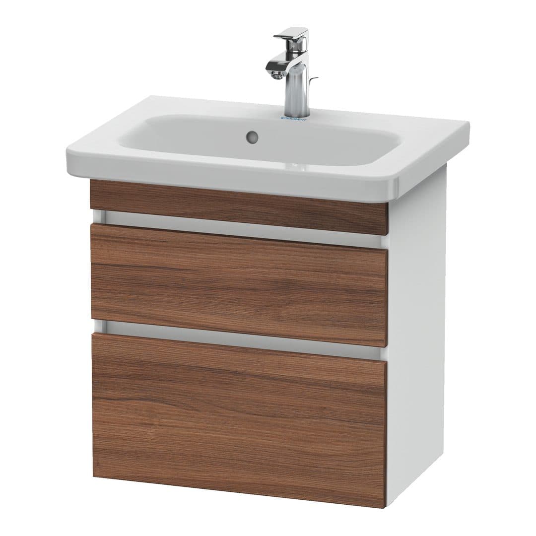 Duravit DuraStyle – Έπιπλο Νιπτήρα – 580 mm, 2 συρτάρια, νιπτήρας κέντρο, σώμα White Matt, Compact – Walnut Matt, Decor (DS647907918)