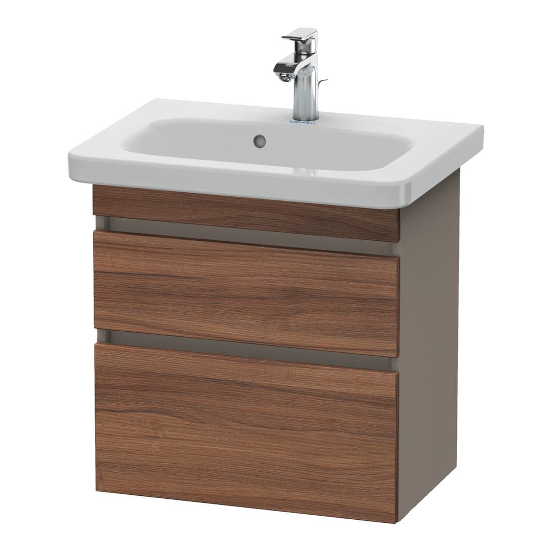 Duravit DuraStyle – Έπιπλο Νιπτήρα – 580 mm, 2 συρτάρια, νιπτήρας κέντρο, σώμα Basalte Matt, Compact – Walnut Matt, Decor (DS647907943)