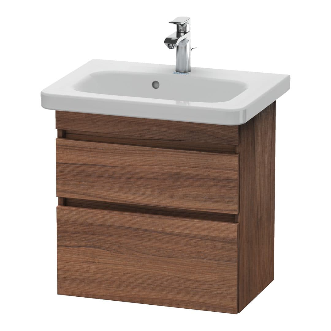 Duravit DuraStyle – Έπιπλο Νιπτήρα – 580 mm, 2 συρτάρια, νιπτήρας κέντρο, Compact – Walnut Matt, Decor (DS647907979)