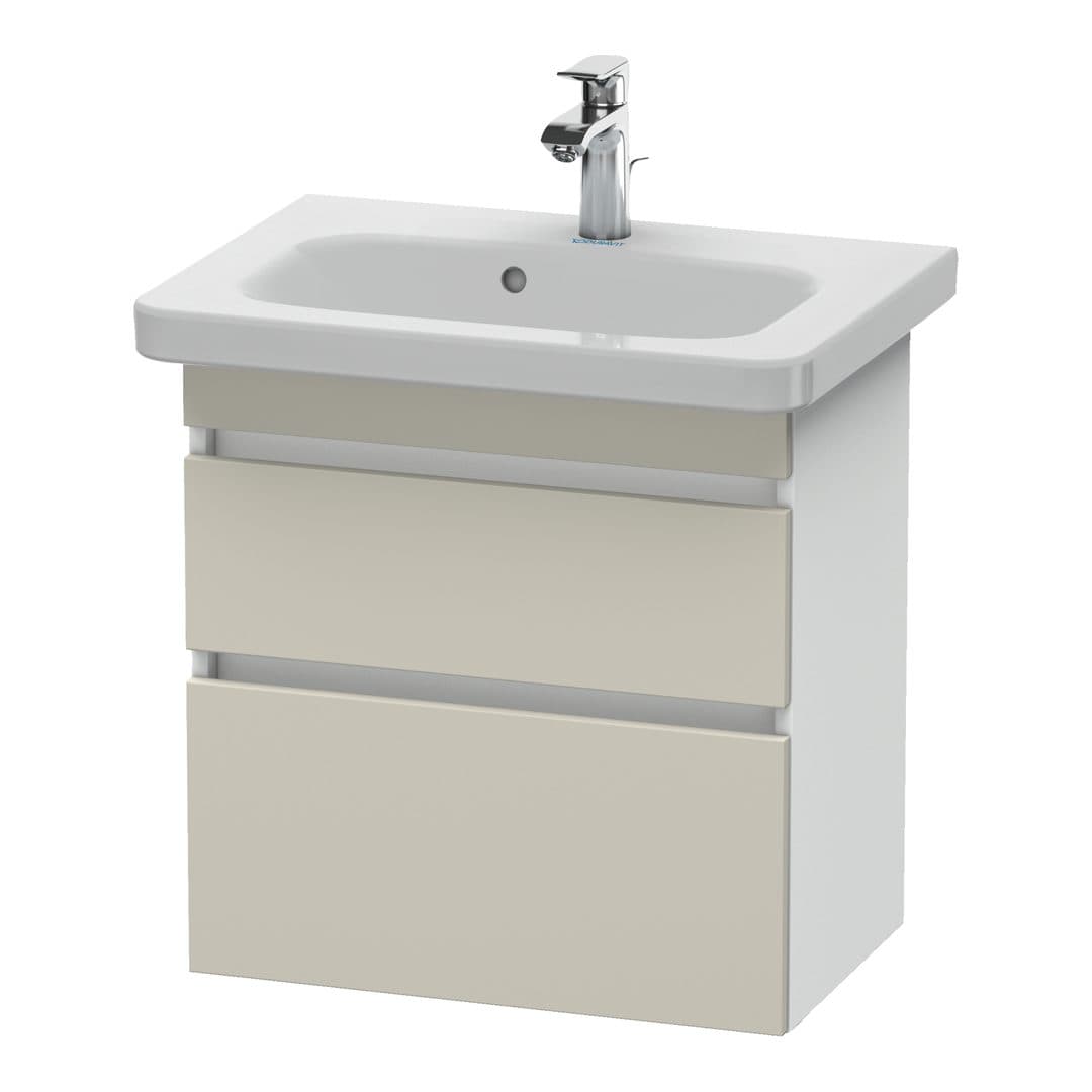 Duravit DuraStyle – Έπιπλο Νιπτήρα – 580 mm, 2 συρτάρια, νιπτήρας κέντρο, σώμα White Matt, Compact – Taupe Matt, Decor (DS647909118)
