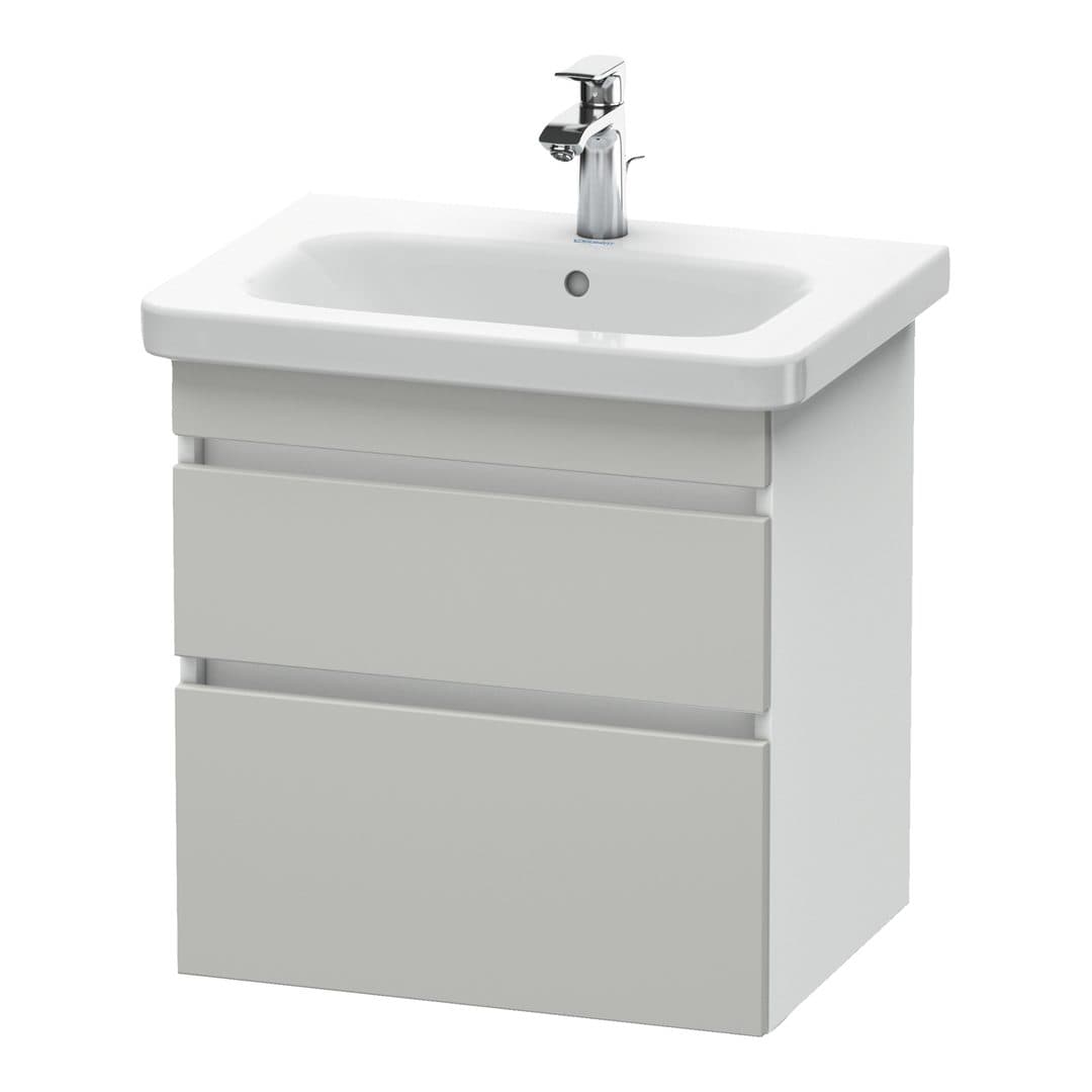 Duravit DuraStyle – Έπιπλο Νιπτήρα – 580 mm, 2 συρτάρια, νιπτήρας κέντρο, σώμα White Matt – Concrete grey Matt, Decor (DS648000718)