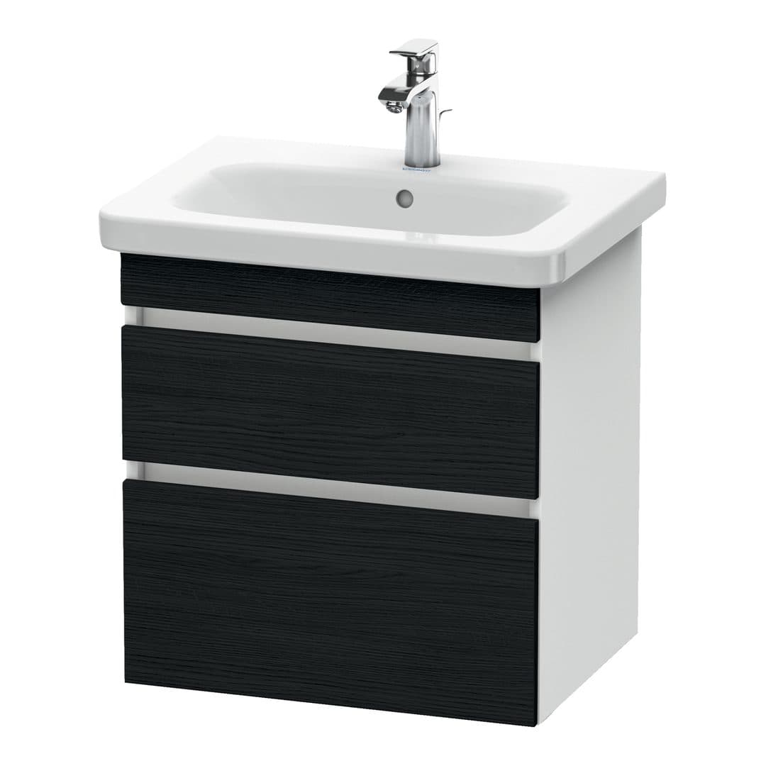 Duravit DuraStyle – Έπιπλο Νιπτήρα – 580 mm, 2 συρτάρια, νιπτήρας κέντρο, σώμα White Matt – Black oak Matt, Decor (DS648001618)