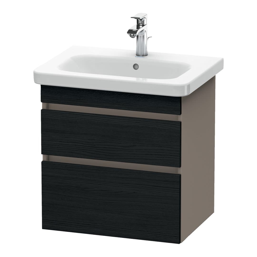 Duravit DuraStyle – Έπιπλο Νιπτήρα – 580 mm, 2 συρτάρια, νιπτήρας κέντρο, σώμα Basalte Matt – Black oak Matt, Decor (DS648001643)