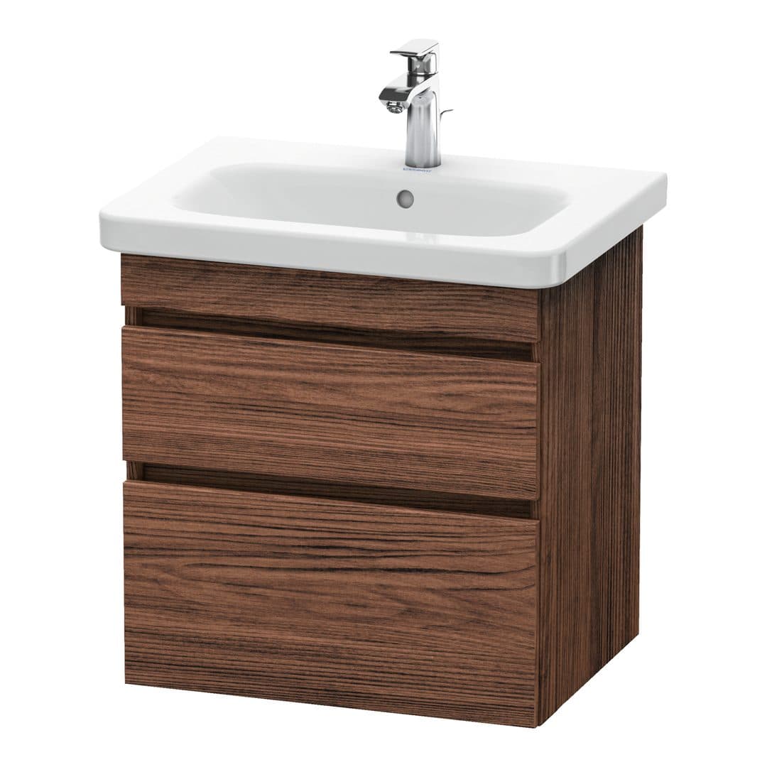 Duravit DuraStyle – Έπιπλο Νιπτήρα – 580 mm, 2 συρτάρια, νιπτήρας κέντρο – Walnut dark Matt, Decor (DS648002121)