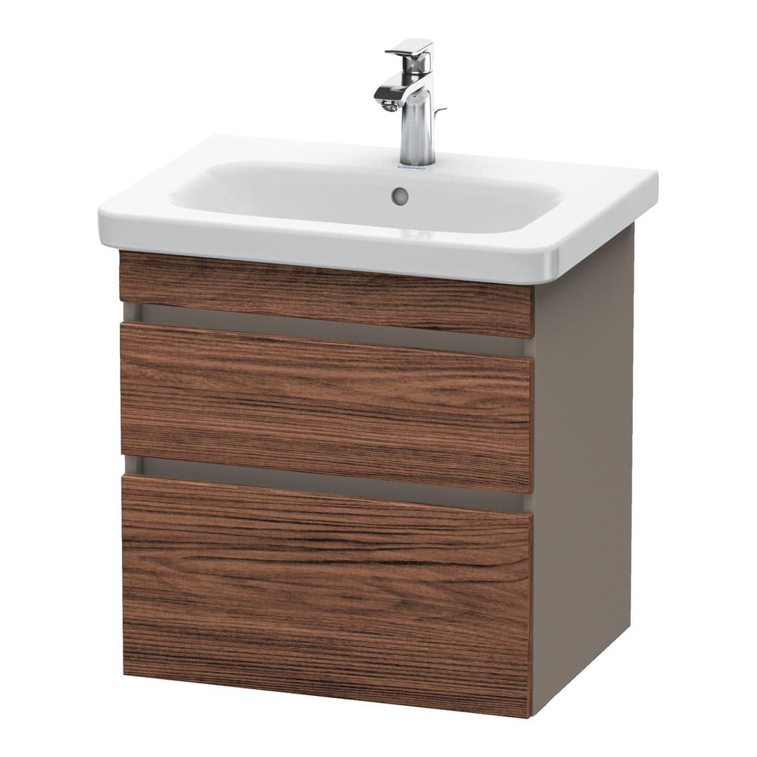 Duravit DuraStyle – Έπιπλο Νιπτήρα – 580 mm, 2 συρτάρια, νιπτήρας κέντρο, σώμα Basalte Matt – Walnut dark Matt, Decor (DS648002143)