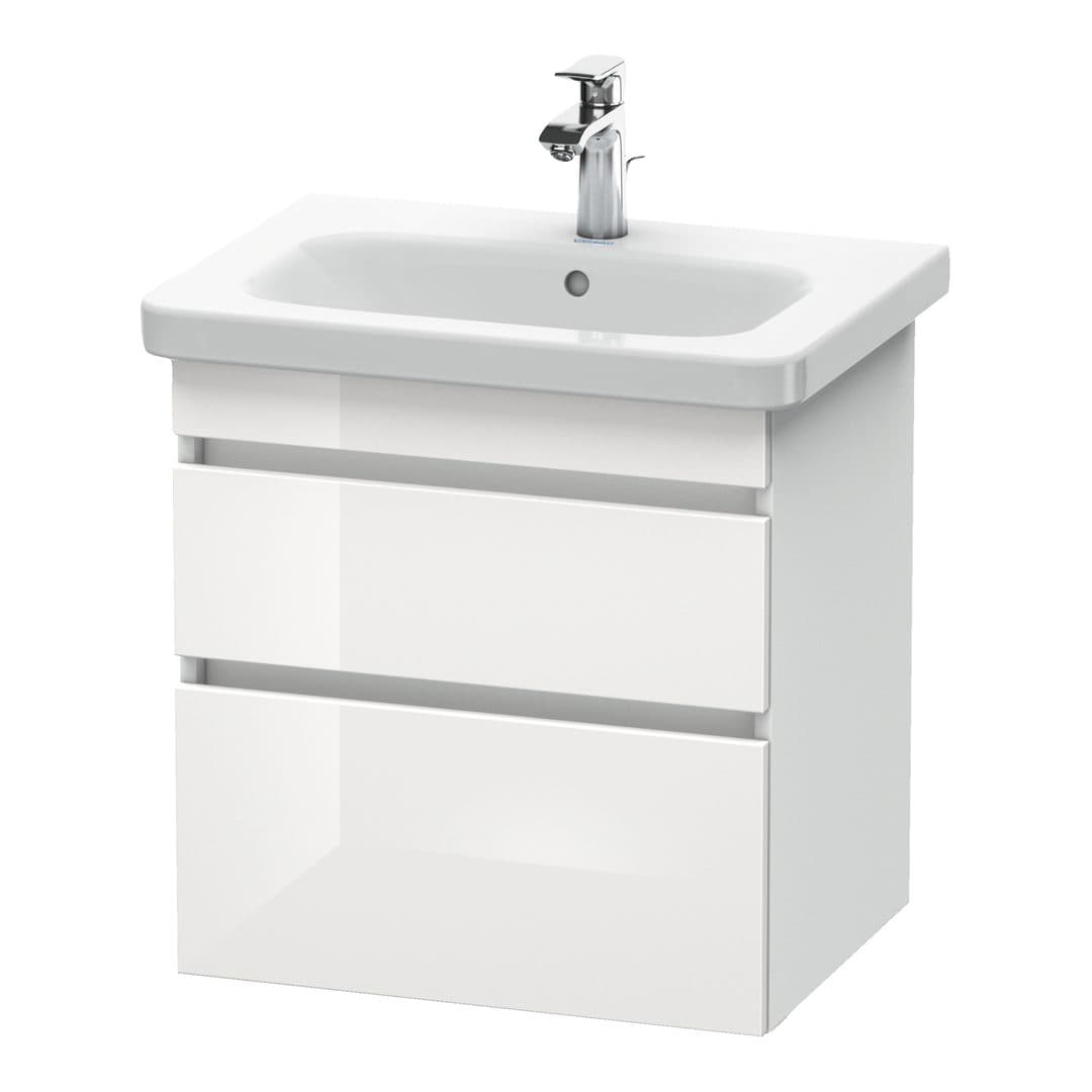 Duravit DuraStyle – Έπιπλο Νιπτήρα – 580 mm, 2 συρτάρια, νιπτήρας κέντρο, White Matt – White High Gloss, Decor (DS648002218)