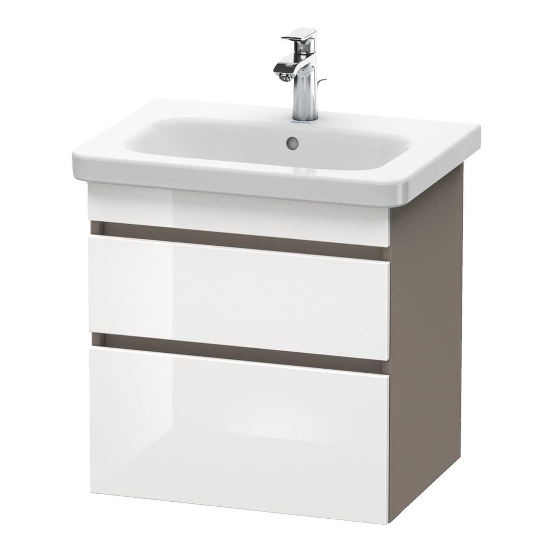 Duravit DuraStyle – Έπιπλο Νιπτήρα – 580 mm, 2 συρτάρια, νιπτήρας κέντρο, σώμα Basalte Matt – White High Gloss, Decor (DS648002243)