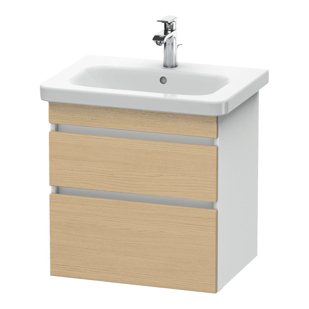 Duravit DuraStyle – Έπιπλο Νιπτήρα – 580 mm, 2 συρτάρια, νιπτήρας κέντρο, σώμα White Matt – Natural oak, Decor (DS648003018)