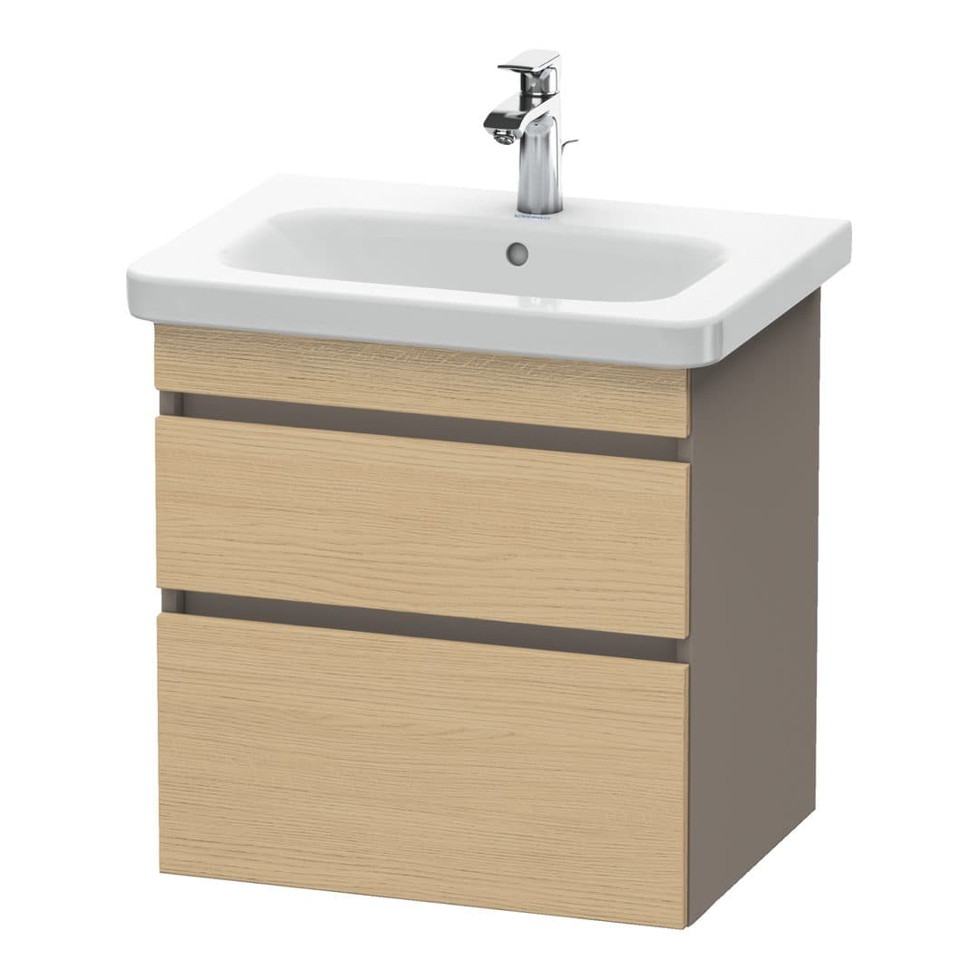 Duravit DuraStyle – Έπιπλο Νιπτήρα – 580 mm, 2 συρτάρια, νιπτήρας κέντρο, σώμα Basalte Matt – Natural oak, Decor (DS648003043)