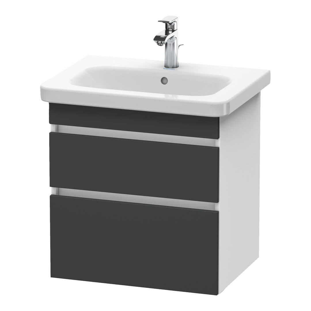 Duravit DuraStyle – Έπιπλο Νιπτήρα – 580 mm, 2 συρτάρια, νιπτήρας κέντρο, σώμα White Matt – Graphite Matt, Decor (DS648004918)