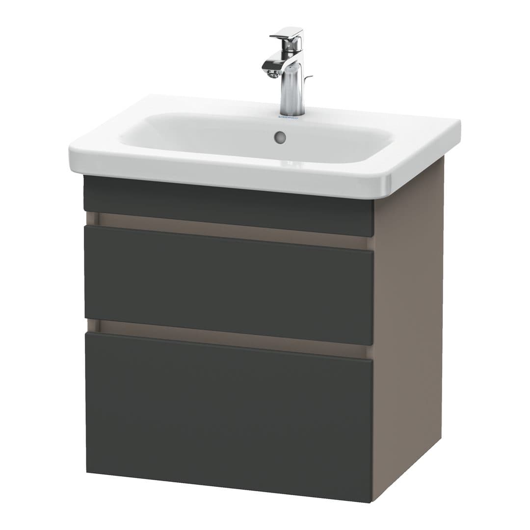 Duravit DuraStyle – Έπιπλο Νιπτήρα – 580 mm, 2 συρτάρια, νιπτήρας κέντρο, σώμα Basalte Matt – Graphite Matt, Decor (DS648004943)