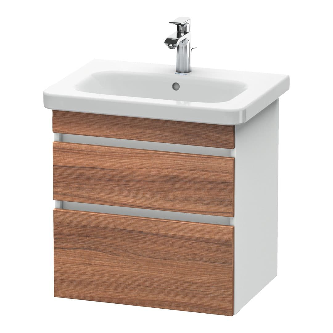 Duravit DuraStyle – Έπιπλο Νιπτήρα – 580 mm, 2 συρτάρια, νιπτήρας κέντρο, σώμα White Matt – Walnut Matt, Decor (DS648007918)