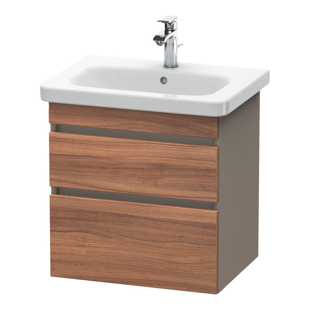 Duravit DuraStyle – Έπιπλο Νιπτήρα – 580 mm, 2 συρτάρια, νιπτήρας κέντρο, σώμα Basalte Matt – Walnut Matt, Decor (DS648007943)