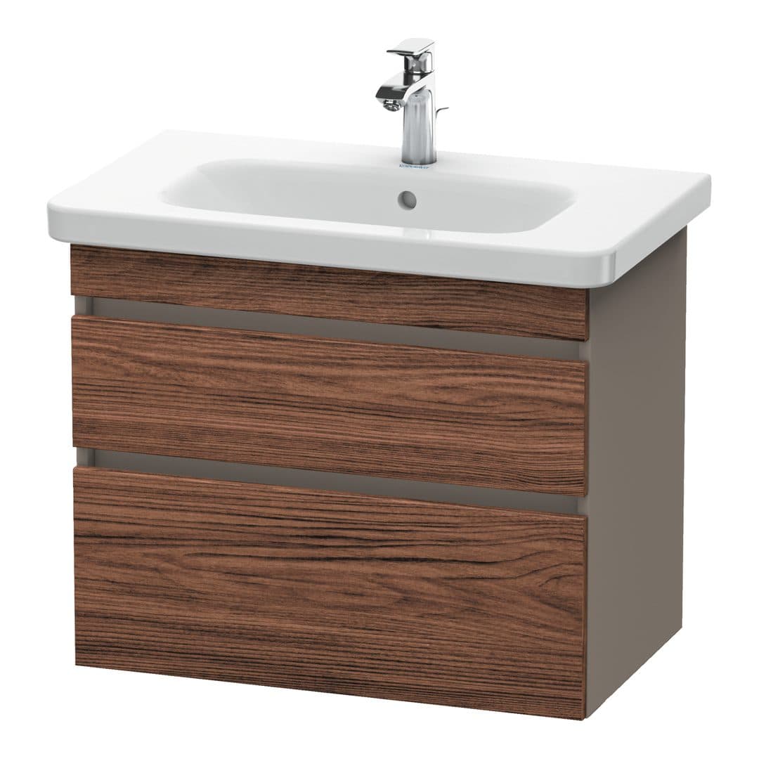 Duravit DuraStyle – Έπιπλο Νιπτήρα – 730 mm, 2 συρτάρια, νιπτήρας κέντρο, σώμα Basalte Matt – Walnut dark Matt, Decor (DS648102143)