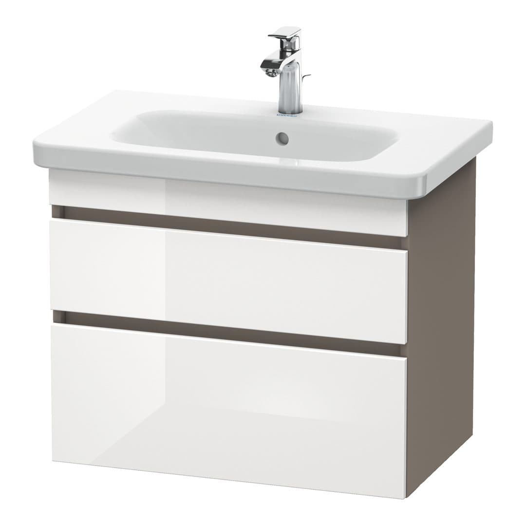 Duravit DuraStyle – Έπιπλο Νιπτήρα – 730 mm, 2 συρτάρια, νιπτήρας κέντρο, σώμα Basalte Matt – White High Gloss, Decor (DS648102243)