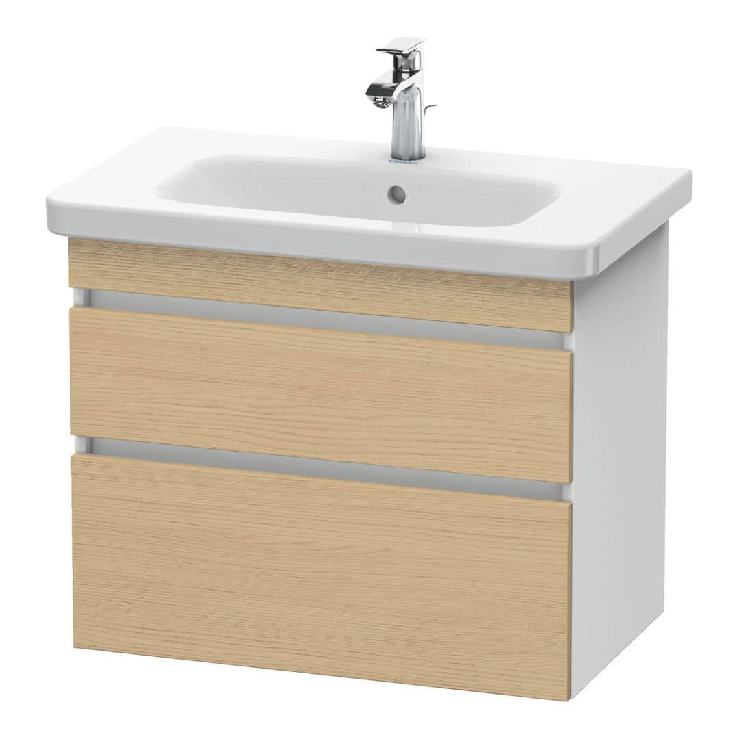 Duravit DuraStyle – Έπιπλο Νιπτήρα – 730 mm, 2 συρτάρια, νιπτήρας κέντρο, σώμα White Matt – Natural oak, Decor (DS648103018)