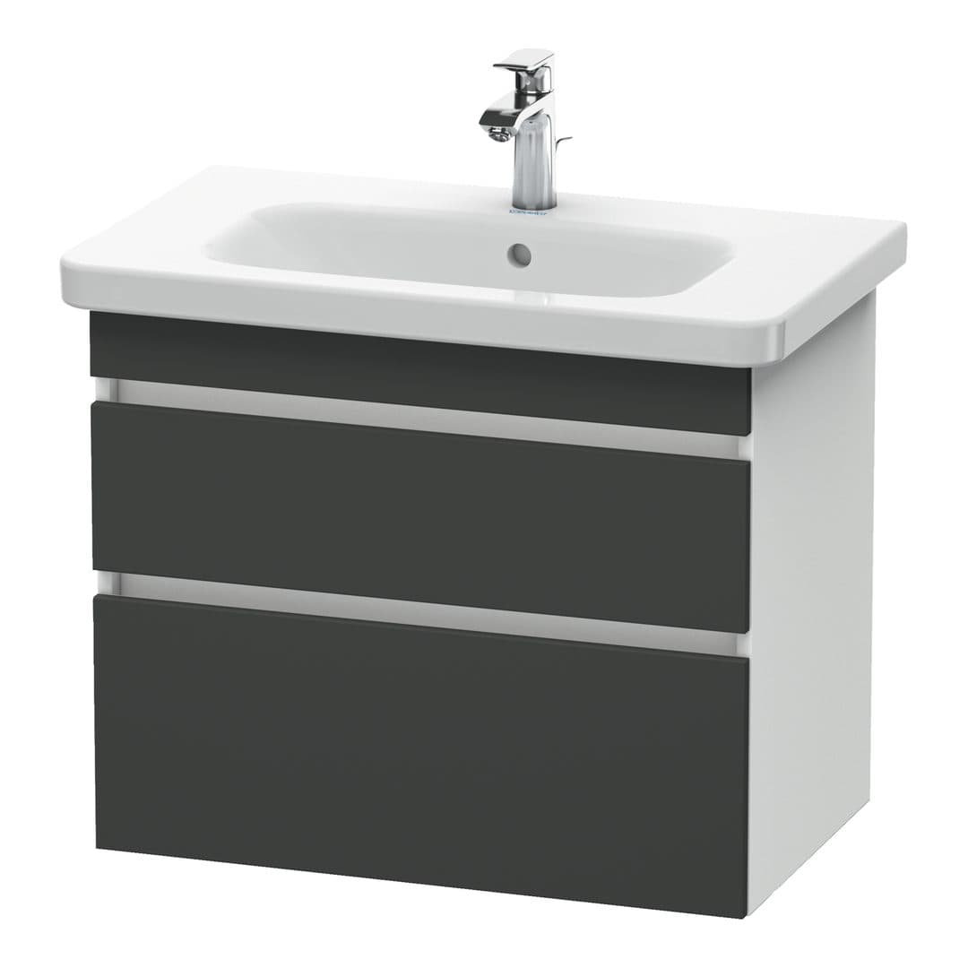 Duravit DuraStyle – Έπιπλο Νιπτήρα – 730 mm, 2 συρτάρια, νιπτήρας κέντρο, σώμα White Matt – Graphite Matt, Decor (DS648104918)