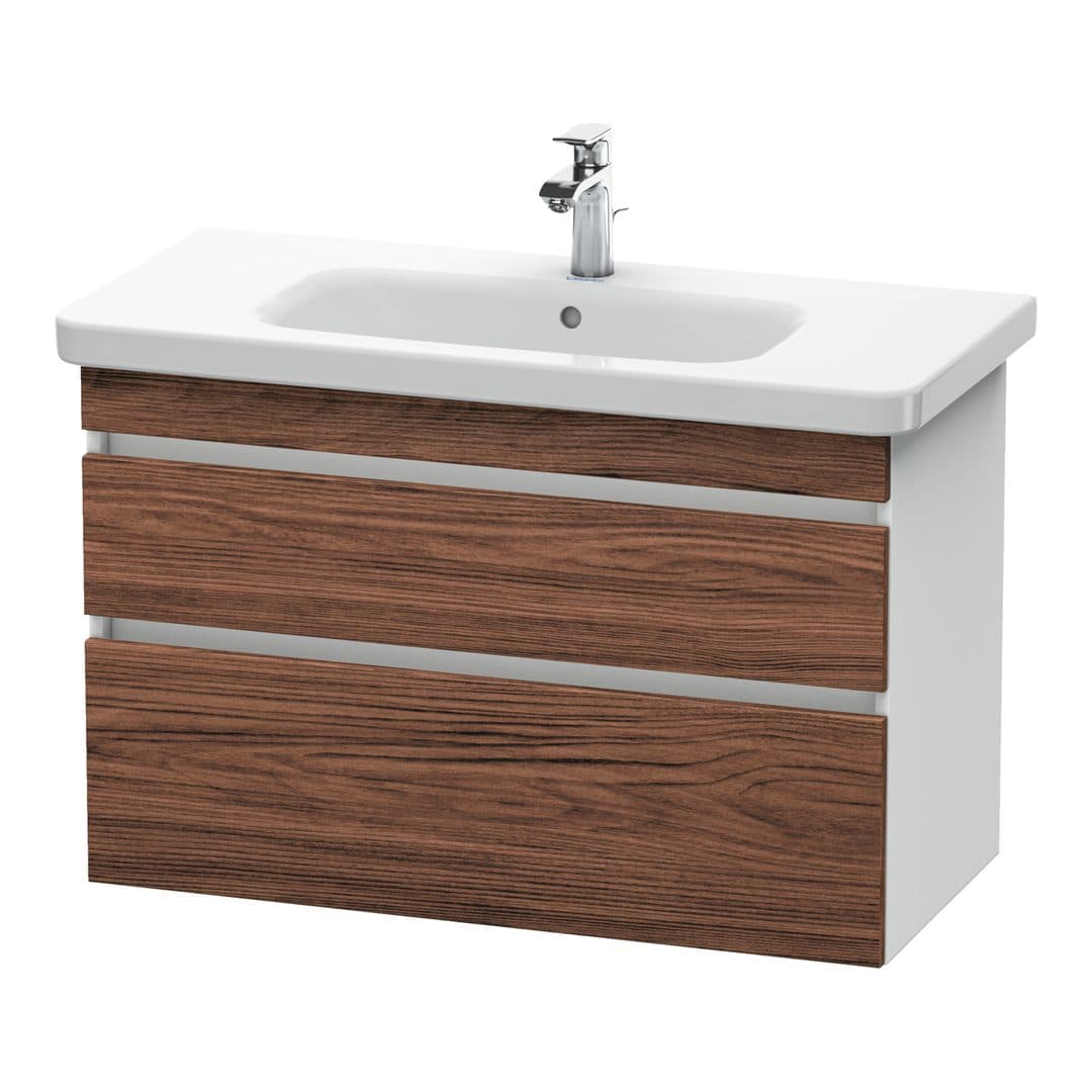 Duravit DuraStyle – Έπιπλο Νιπτήρα – 930 mm, 2 συρτάρια, νιπτήρας κέντρο, σώμα White Matt – Walnut dark Matt, Decor (DS648202118)