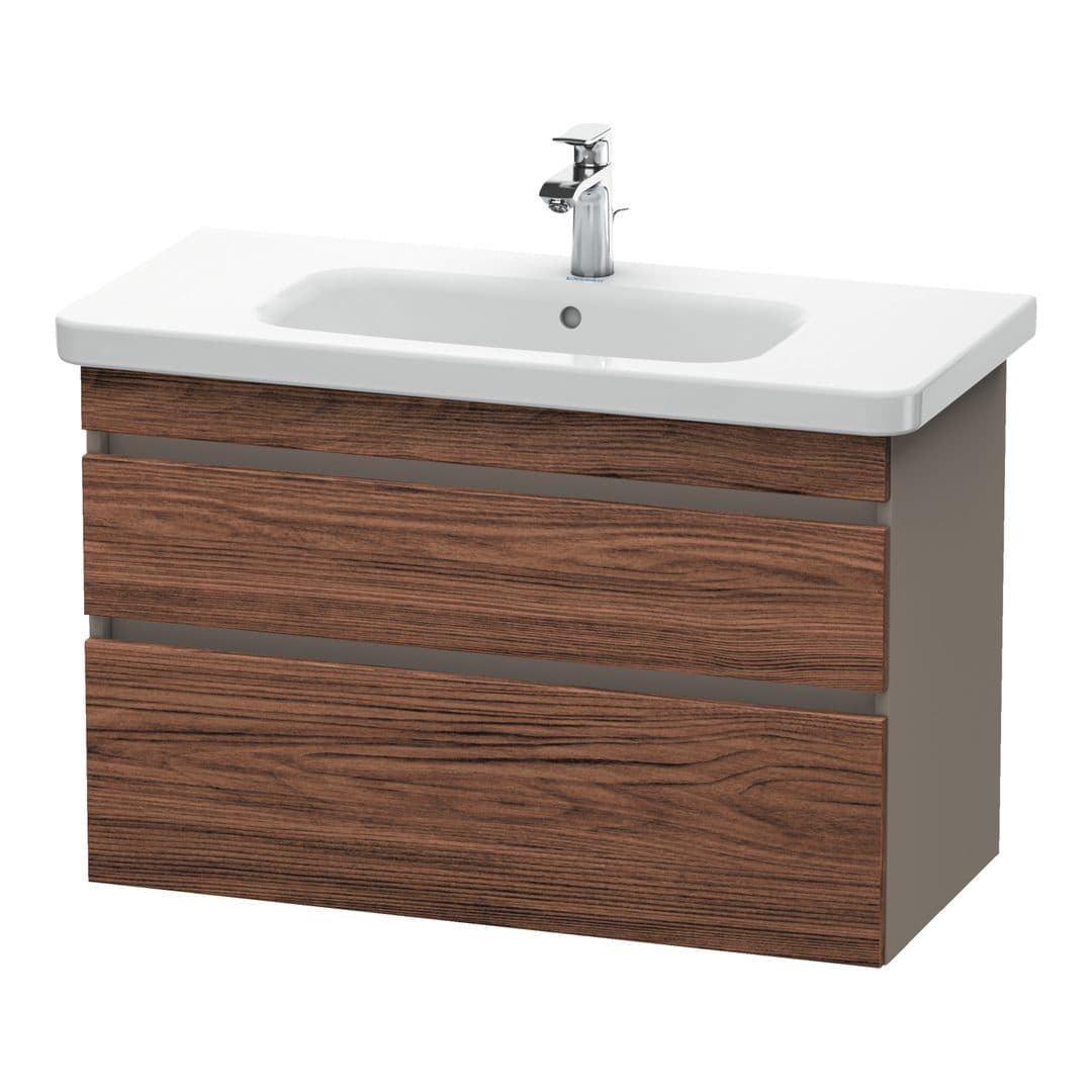 Duravit DuraStyle – Έπιπλο Νιπτήρα – 930 mm, 2 συρτάρια, νιπτήρας κέντρο, σώμα Basalte Matt – Walnut dark Matt, Decor (DS648202143)